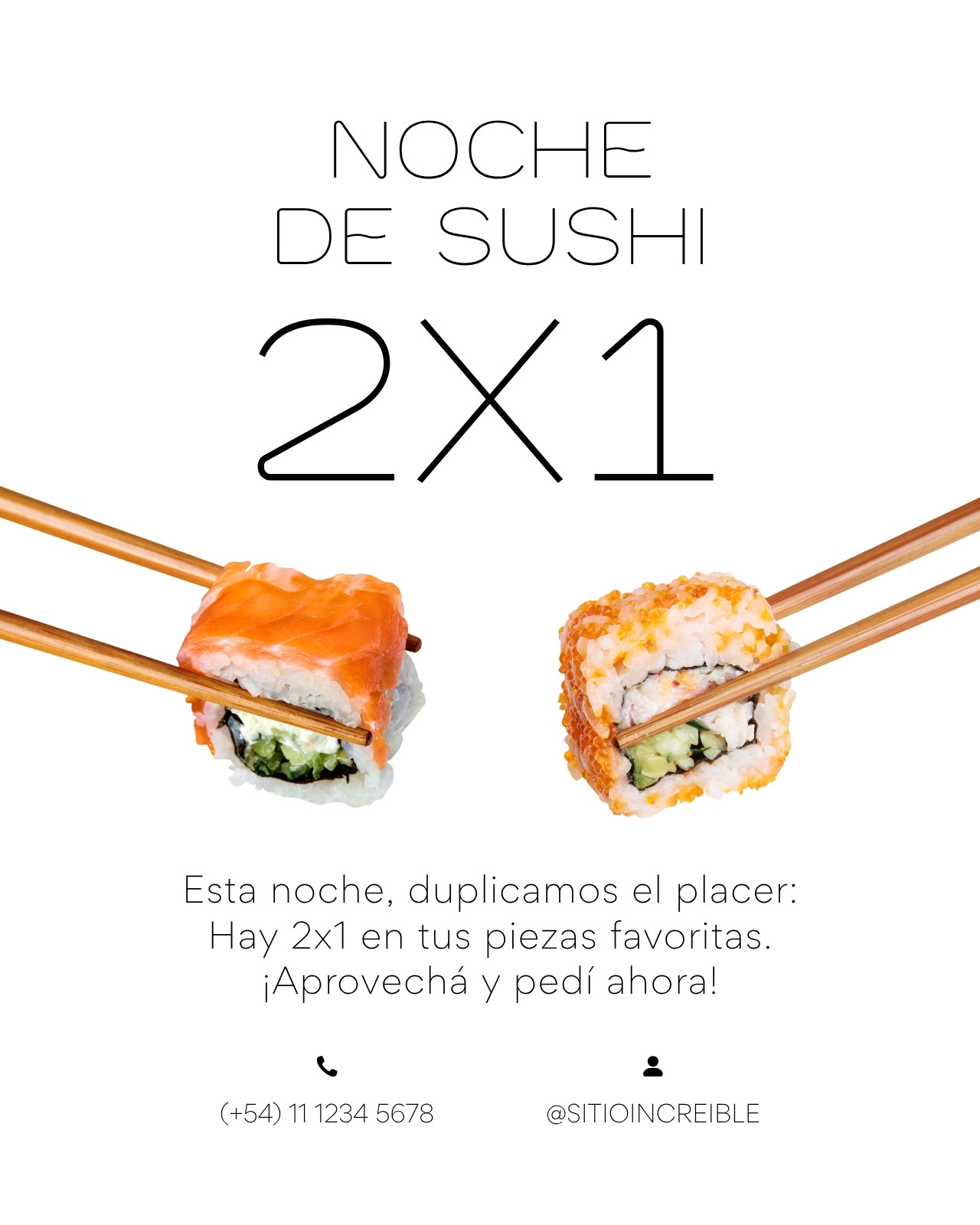 Post de Instagram Oferta de Sushi Minimalista Blanco