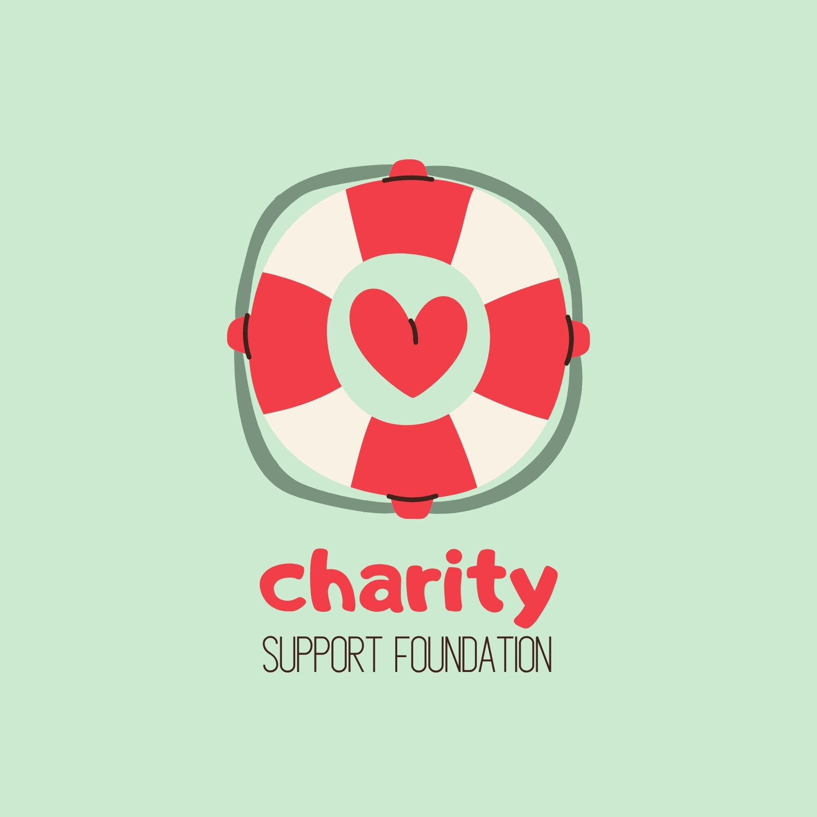Green and Red Illustrative Simple Help Charity Foundation Logo
