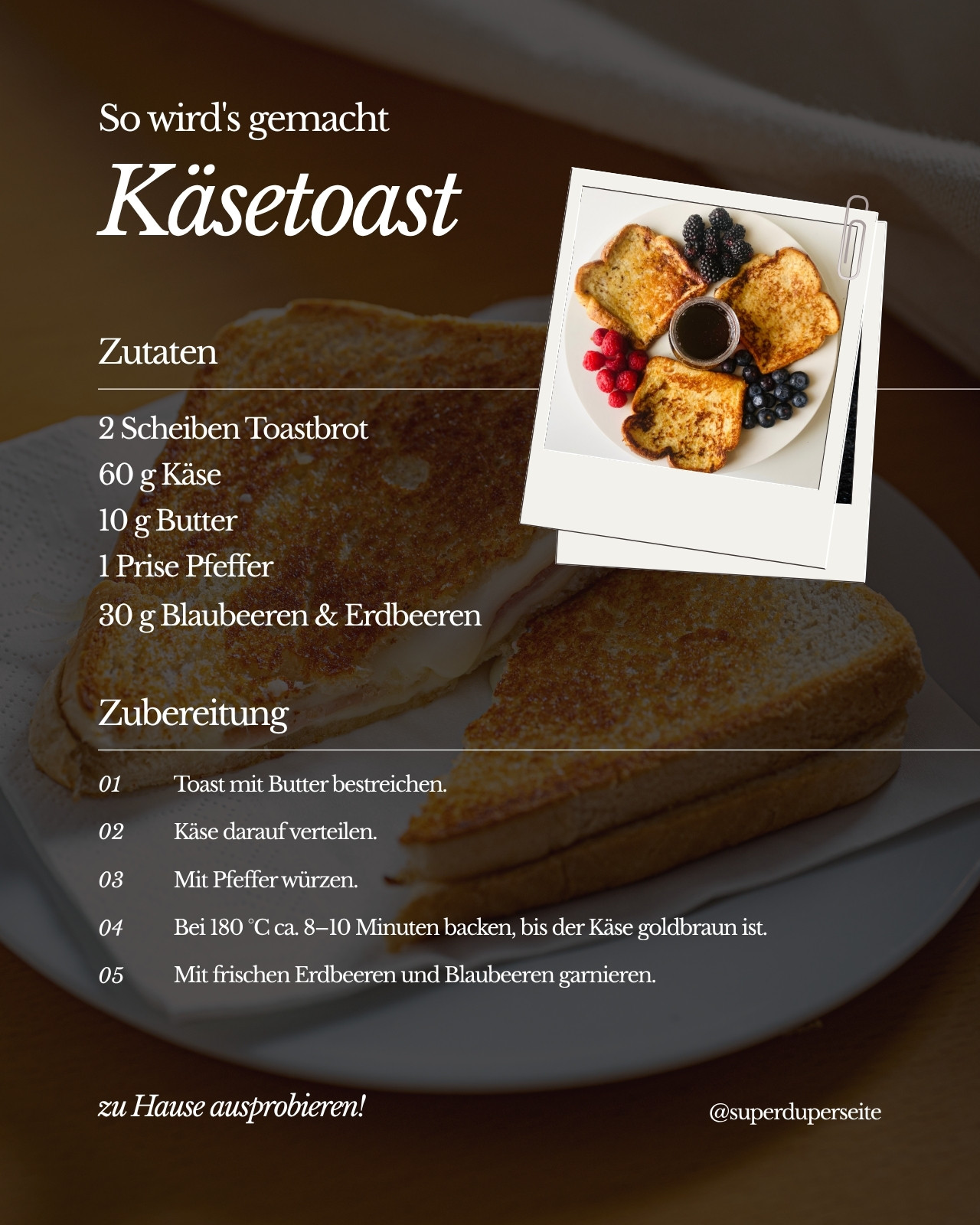 Braun Beige und Schwarz Rustikale Rezept Food Postkarte Instagram Post