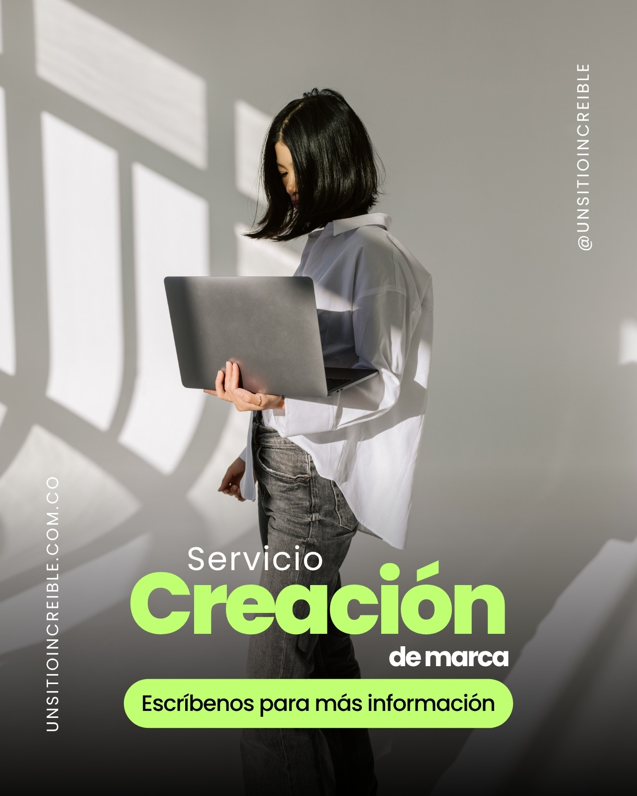 Post Instagram Pauta Servicios de Marketing Minimalista Moderno Verde Lima Blanco y Negro