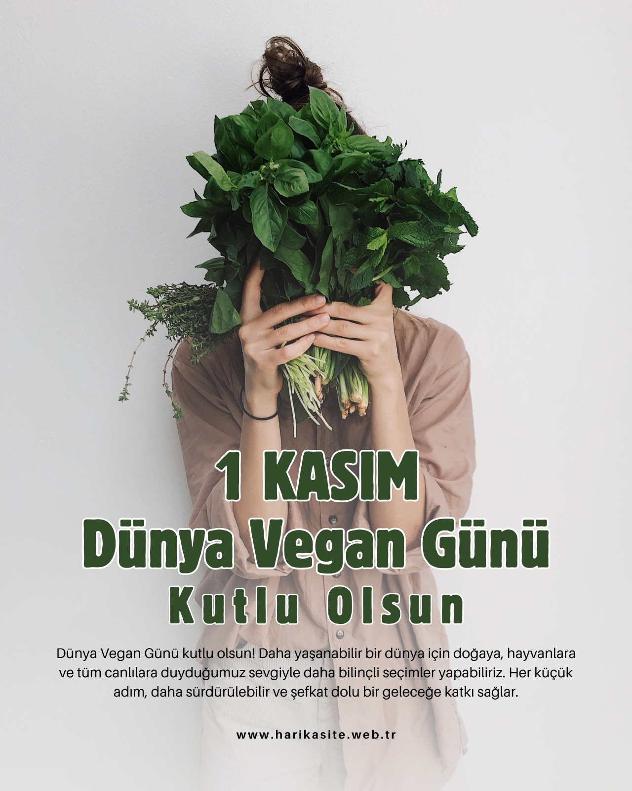 Yeşil Beyaz Modern Vegan Kutlama Instagram Gönderisi