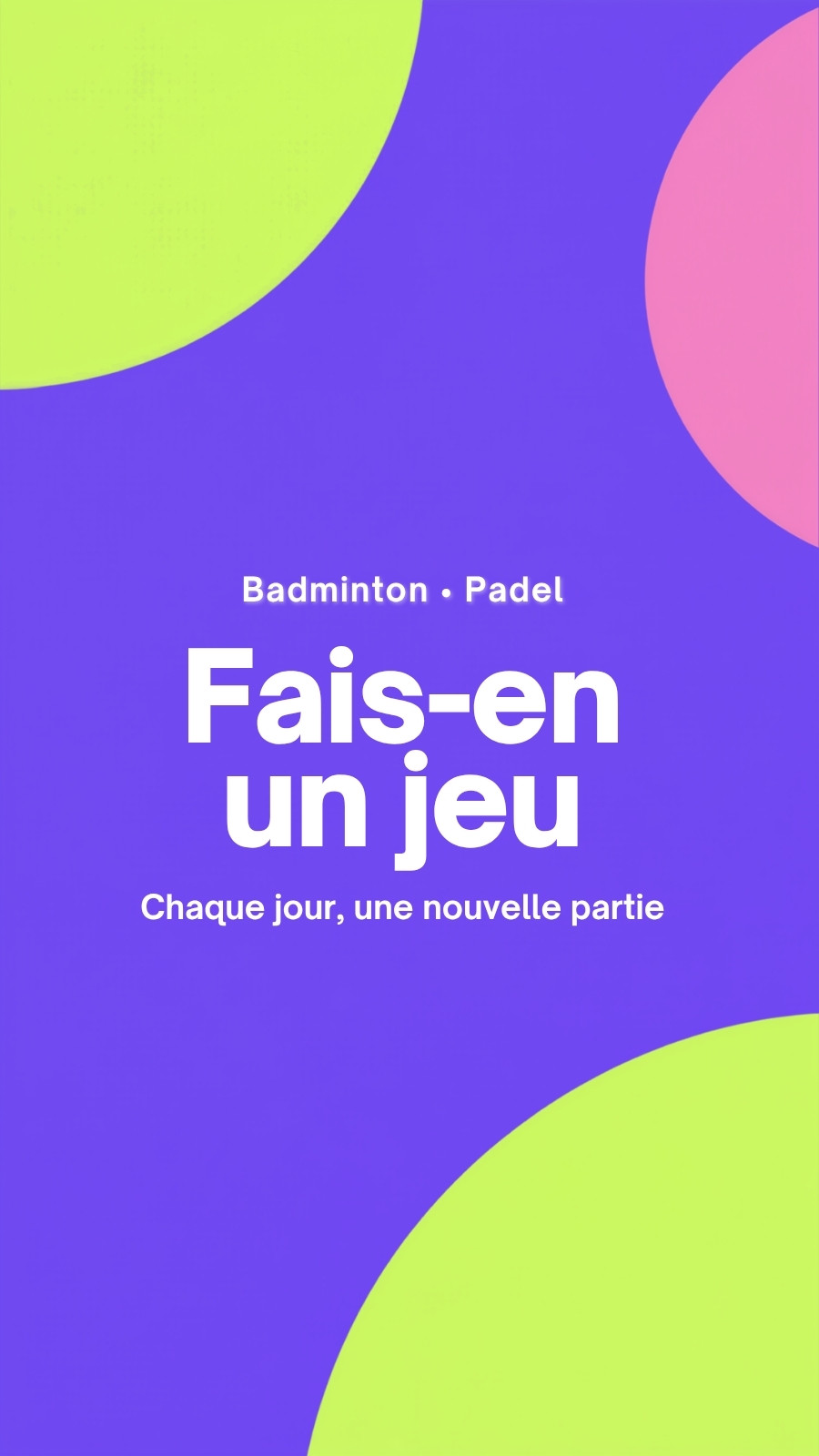 Votre Story pour badminton et padel en violet vert et rose style géométrique
