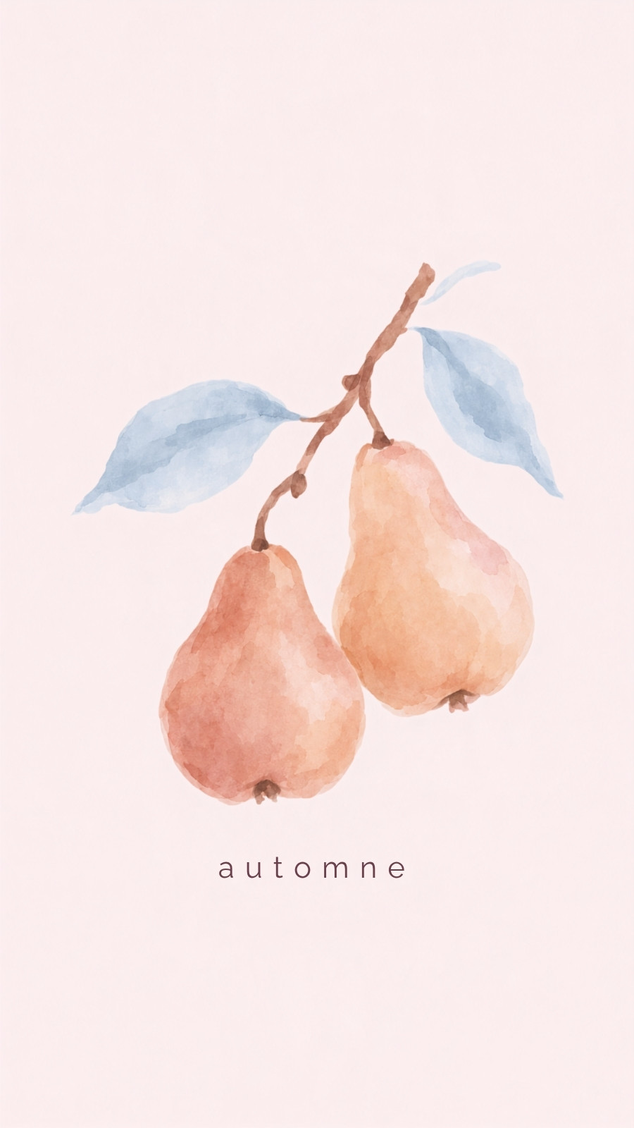 Fond d'écran pour téléphone pour automne en rose pêche et bleu style aquarelle