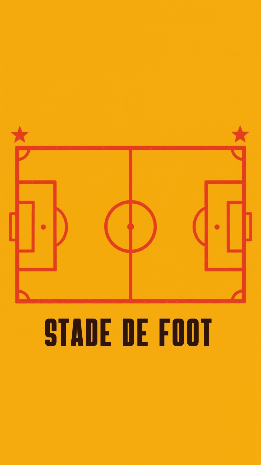 Fond d'écran pour téléphone pour terrain de football en jaune et rouge style rétro