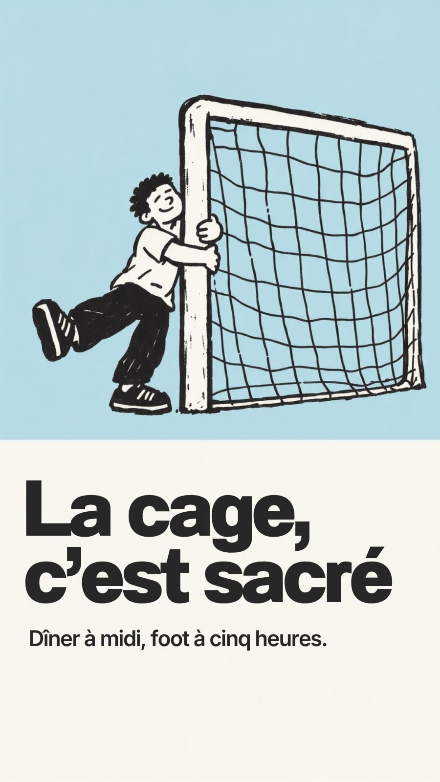 Votre Story pour football en bleu ciel beige et noir style illustration ludique