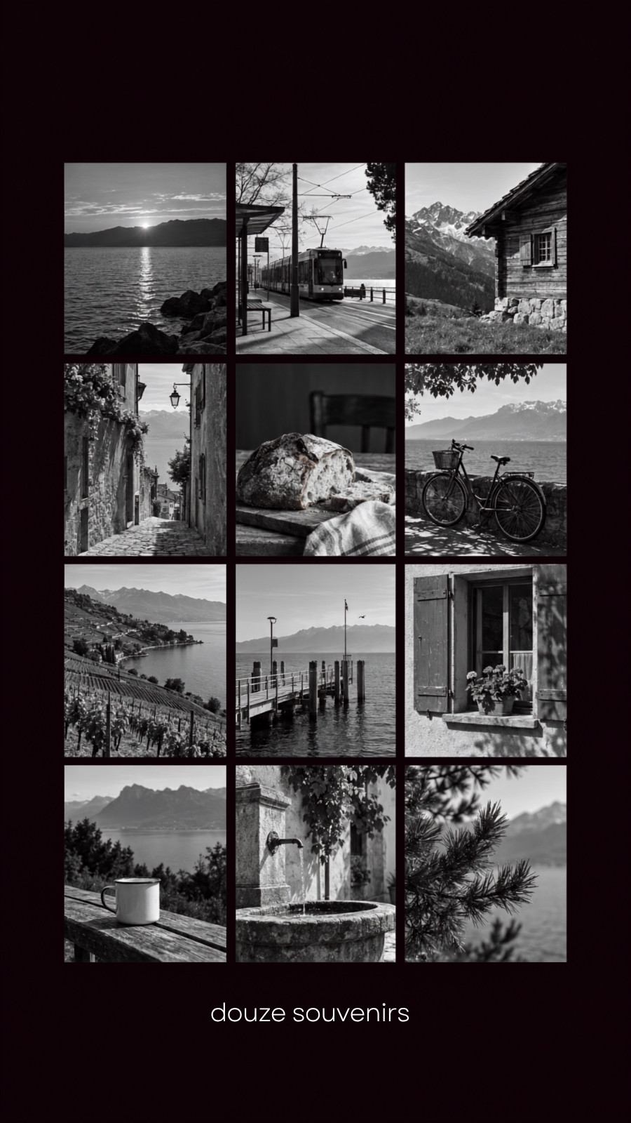 Fond d'écran pour téléphone pour souvenirs de voyage en noir et blanc style moderne