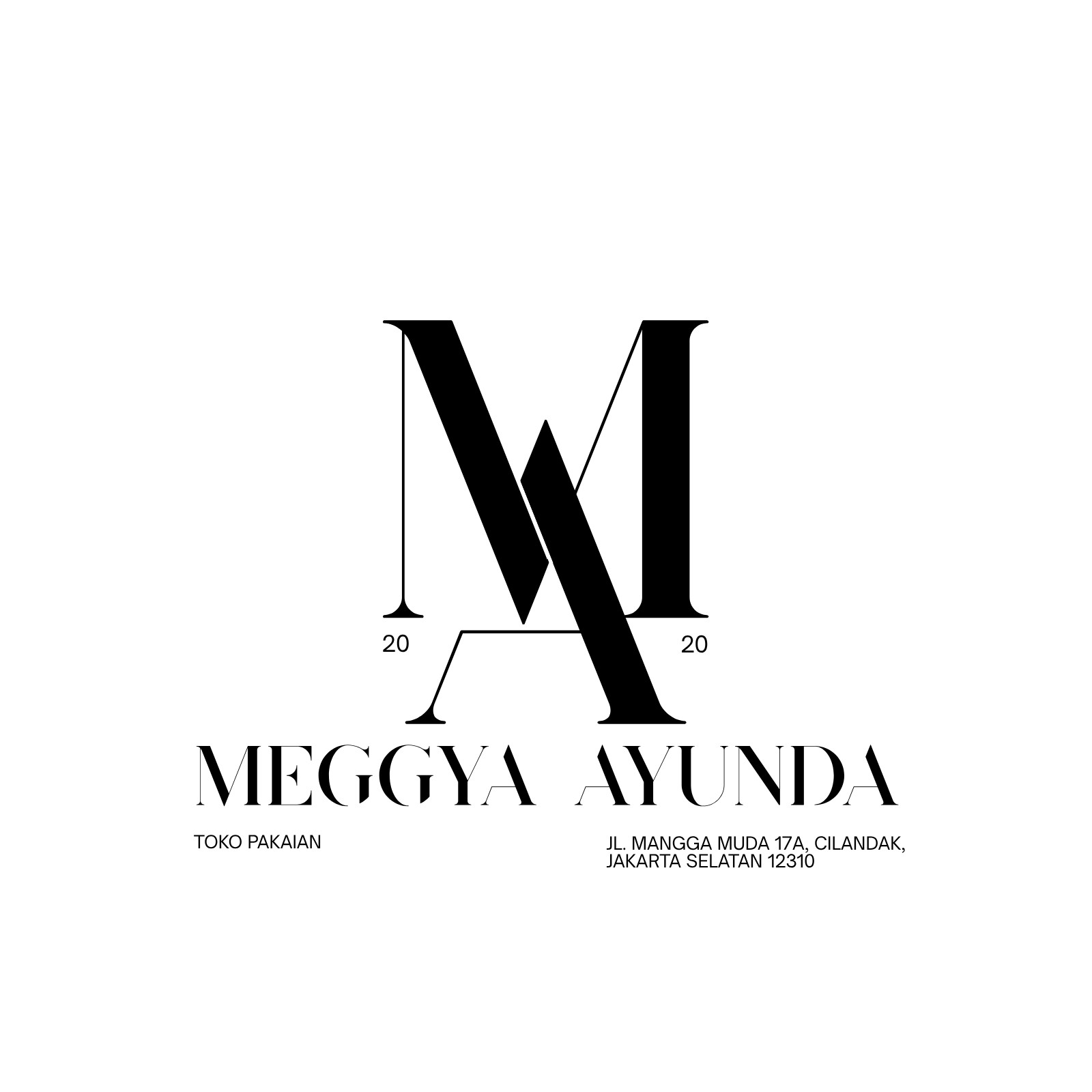 Hitam Putih Minimalis MA Logo Toko Pakaian