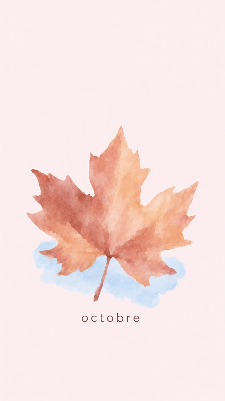 Fond d'écran pour téléphone pour mois d'octobre en rose orange et bleu style aquarelle