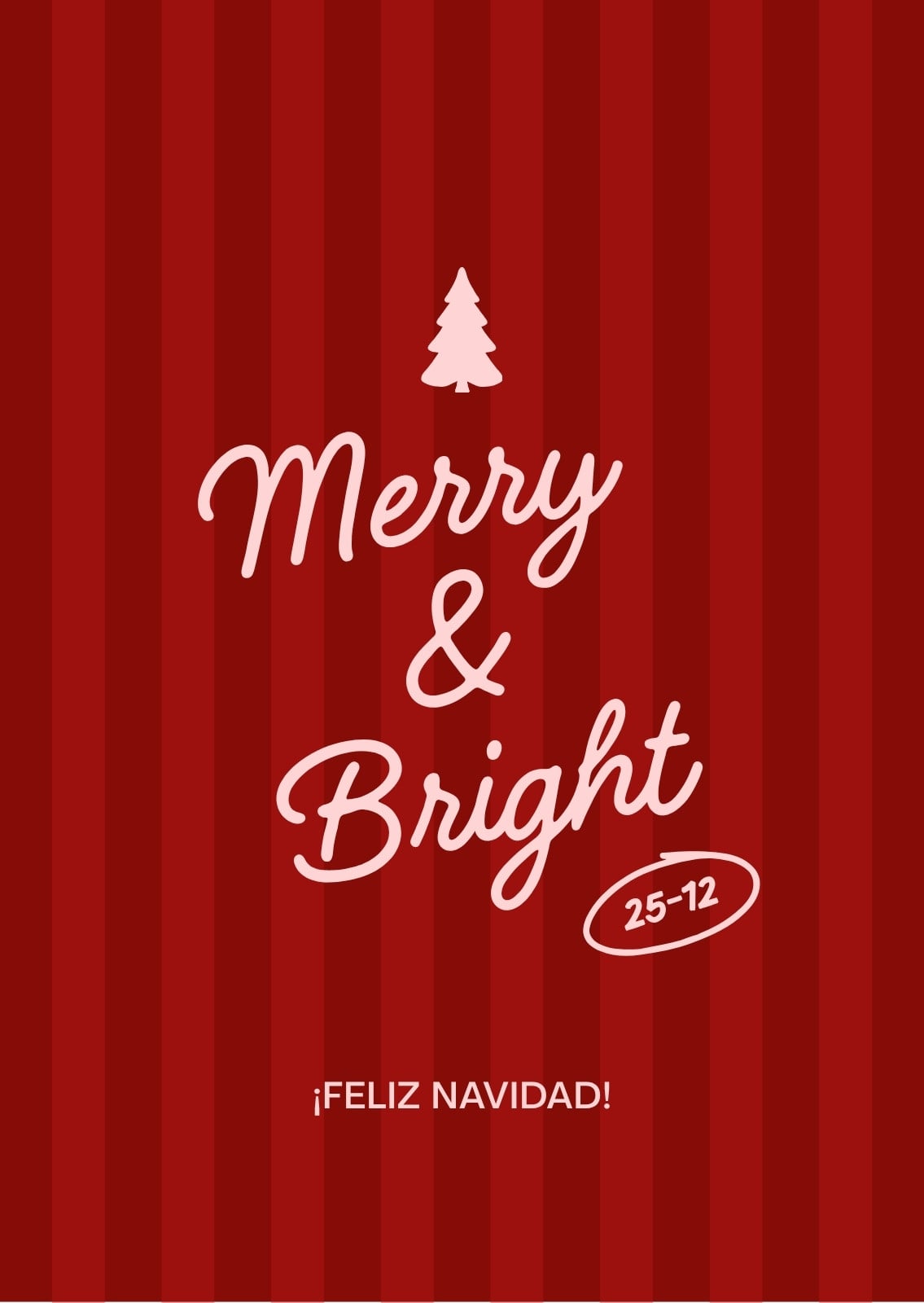 Tarjeta Feliz Navidad Asthetic Minimalista Rojo y Rosa
