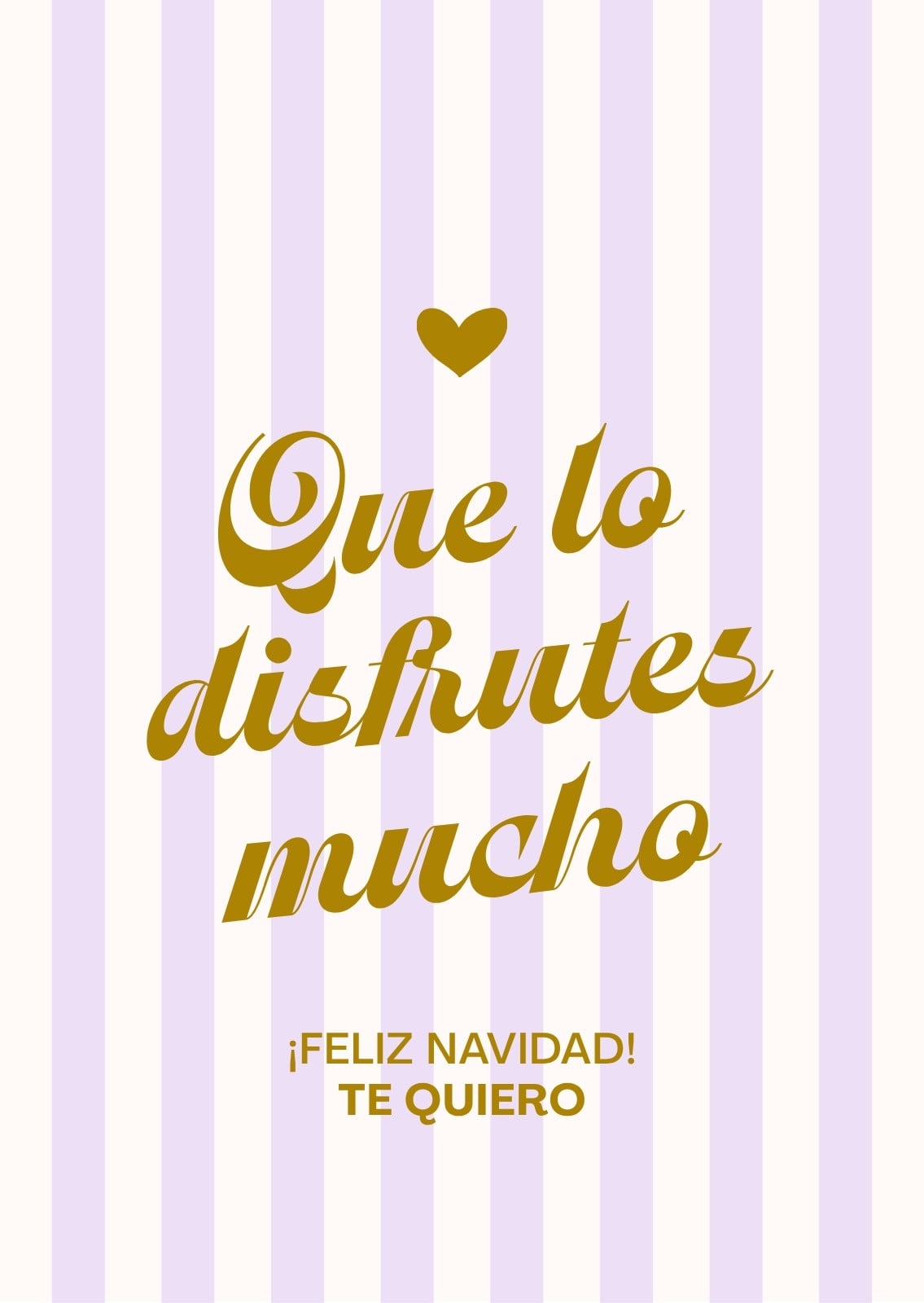 Tarjeta Que lo Disfrutes Mucho Navidad Aesthetic Minimalista Lila y Dorado