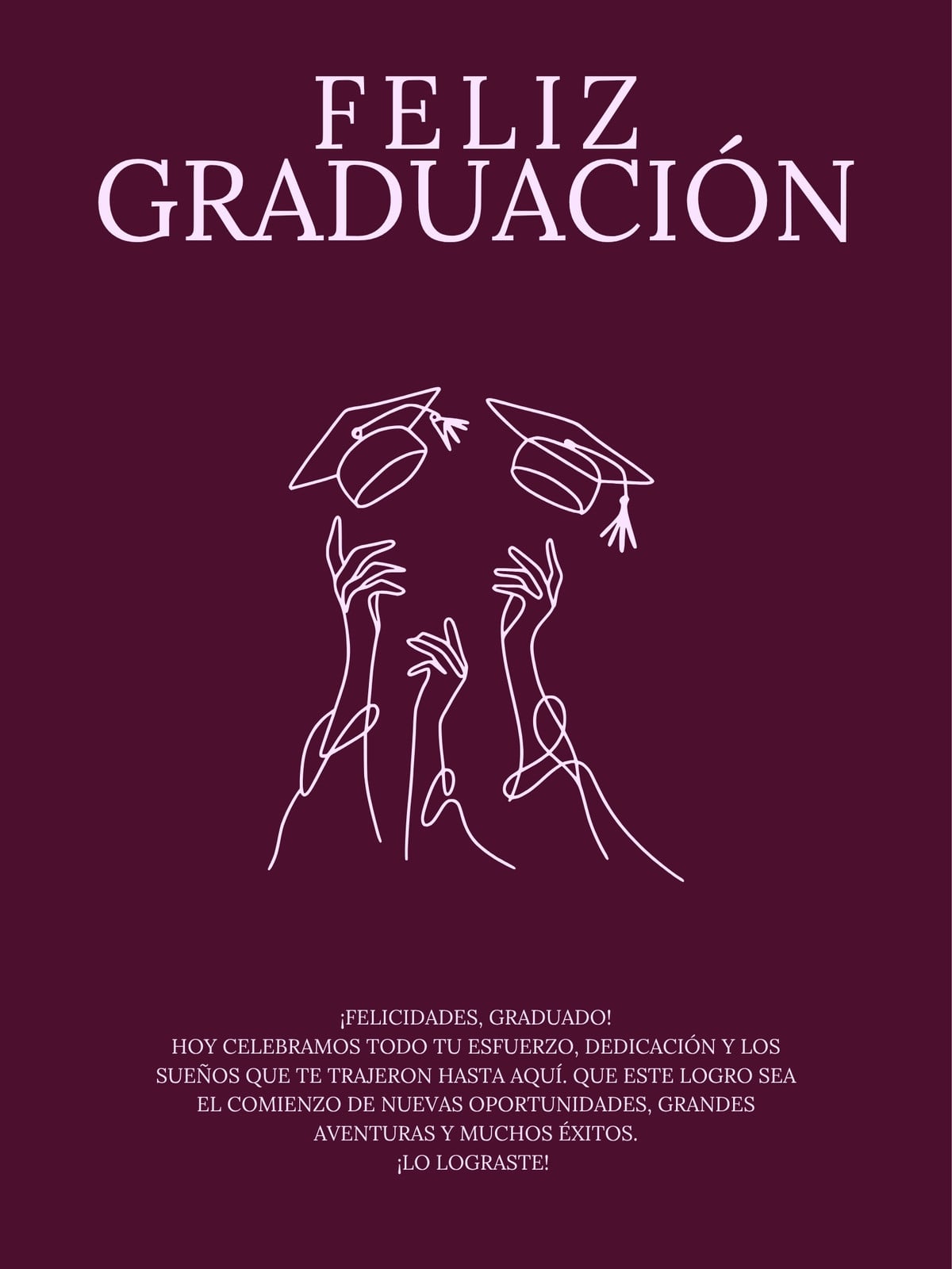 Rojo Vino y Blanco Minimalista Feliz Graduación Póster