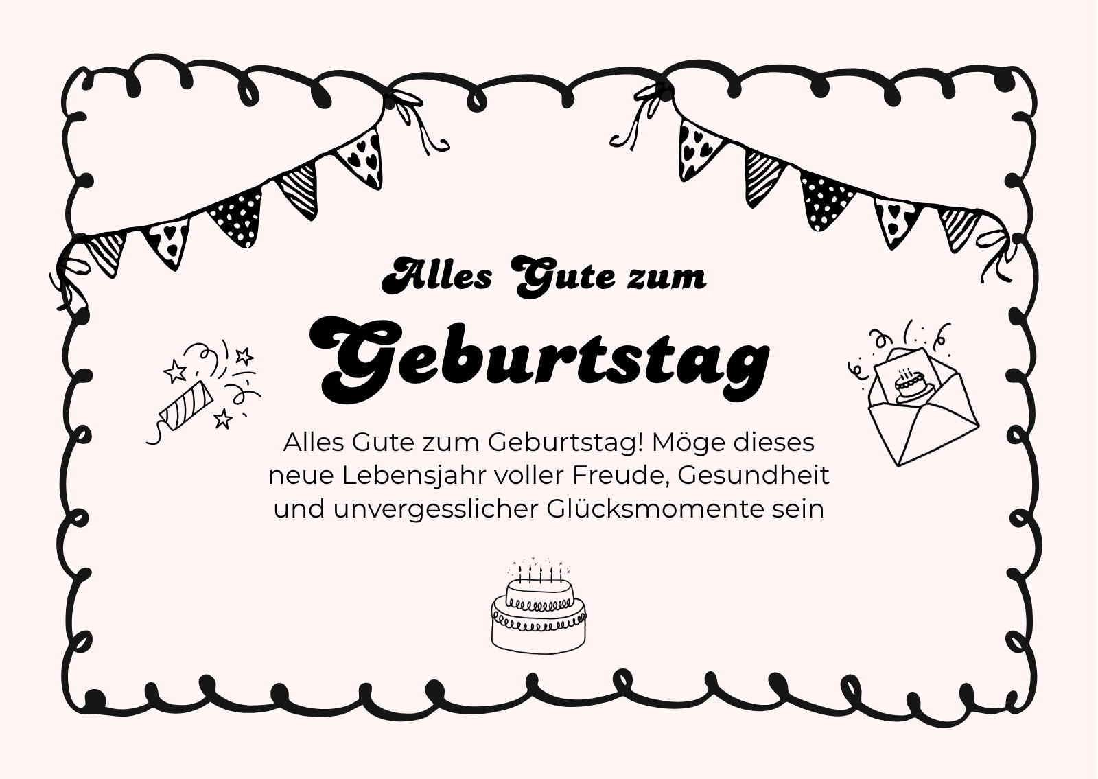 Schwarz Und Weiß Verspielt Geburtstag Glückwunschkarte