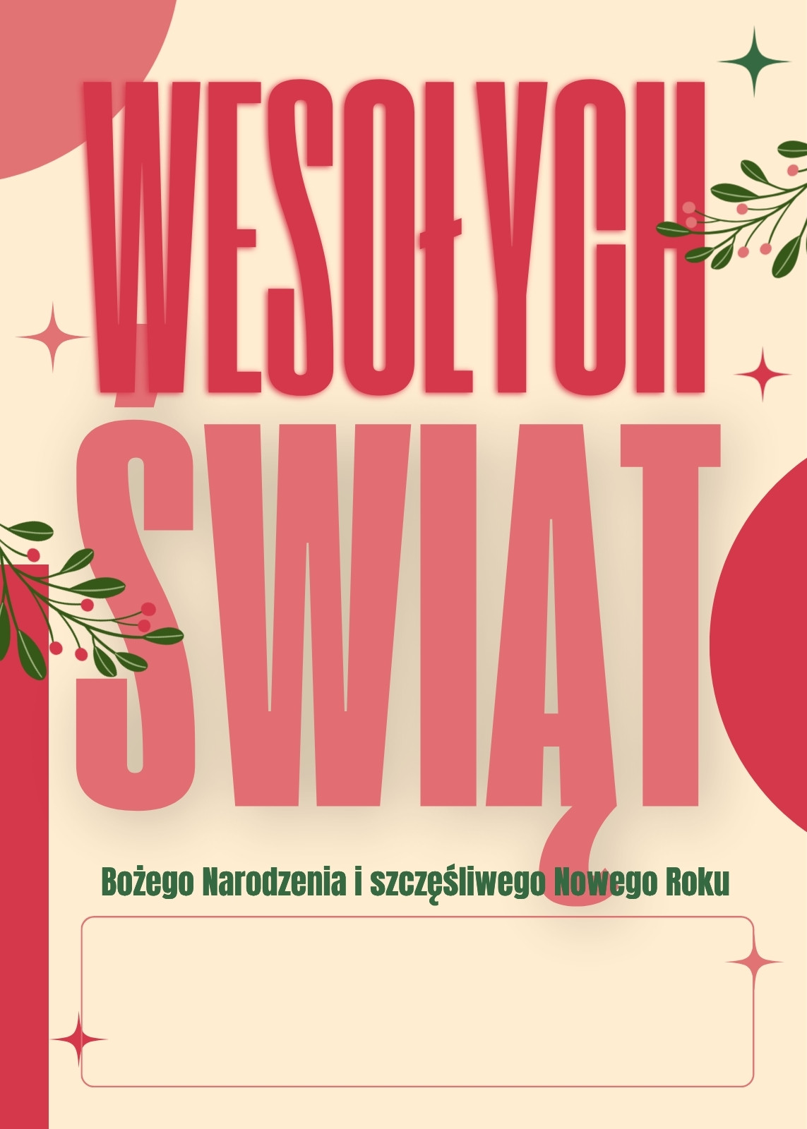 Różowy Czerwony i Beżowy Retro Noworoczna Kartka Świąteczna
